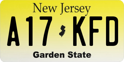 NJ license plate A17KFD