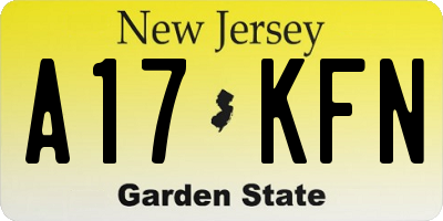 NJ license plate A17KFN