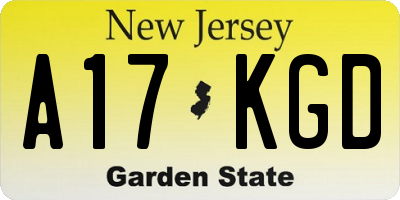 NJ license plate A17KGD