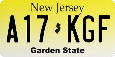 NJ license plate A17KGF