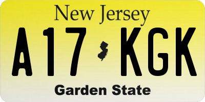 NJ license plate A17KGK