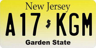 NJ license plate A17KGM