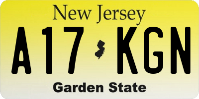 NJ license plate A17KGN