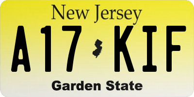 NJ license plate A17KIF