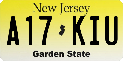 NJ license plate A17KIU