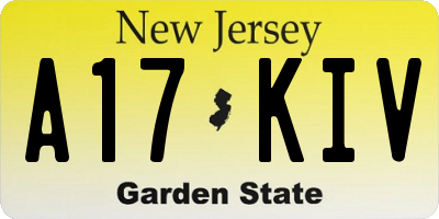 NJ license plate A17KIV