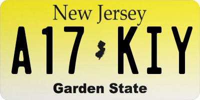 NJ license plate A17KIY