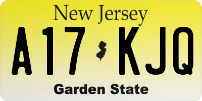 NJ license plate A17KJQ