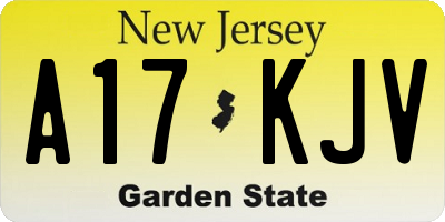 NJ license plate A17KJV