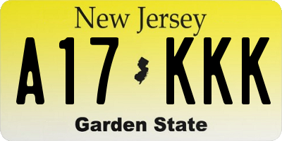 NJ license plate A17KKK