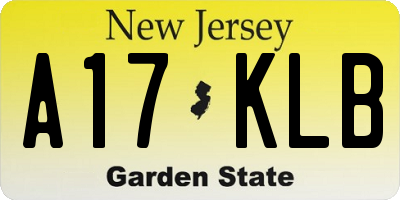 NJ license plate A17KLB