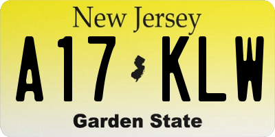 NJ license plate A17KLW