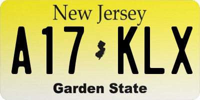 NJ license plate A17KLX