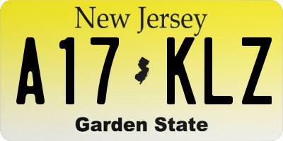 NJ license plate A17KLZ