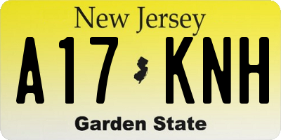 NJ license plate A17KNH