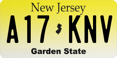 NJ license plate A17KNV