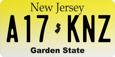 NJ license plate A17KNZ