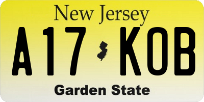 NJ license plate A17KOB