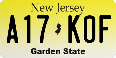 NJ license plate A17KOF