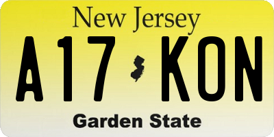NJ license plate A17KON