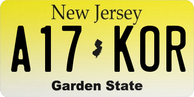 NJ license plate A17KOR