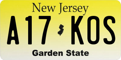 NJ license plate A17KOS
