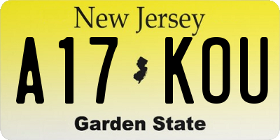 NJ license plate A17KOU