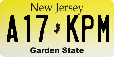 NJ license plate A17KPM