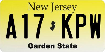 NJ license plate A17KPW