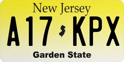 NJ license plate A17KPX
