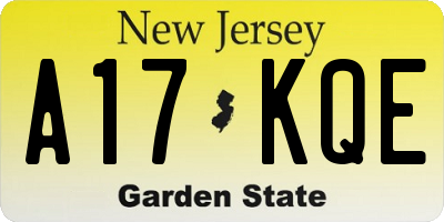 NJ license plate A17KQE