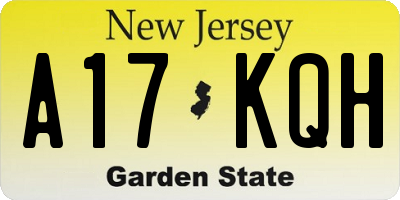 NJ license plate A17KQH