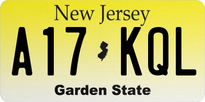 NJ license plate A17KQL