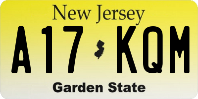 NJ license plate A17KQM