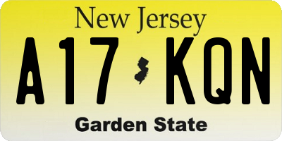 NJ license plate A17KQN