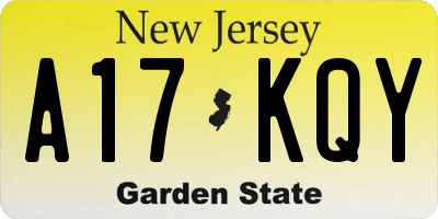 NJ license plate A17KQY