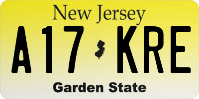 NJ license plate A17KRE