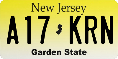 NJ license plate A17KRN