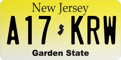 NJ license plate A17KRW