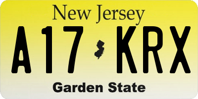 NJ license plate A17KRX