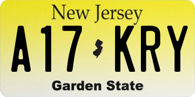 NJ license plate A17KRY