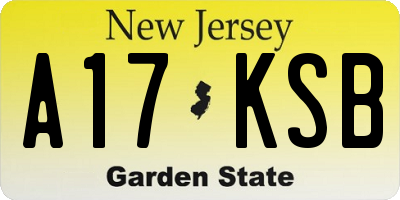NJ license plate A17KSB