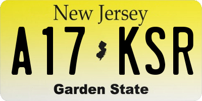 NJ license plate A17KSR