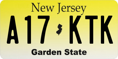 NJ license plate A17KTK