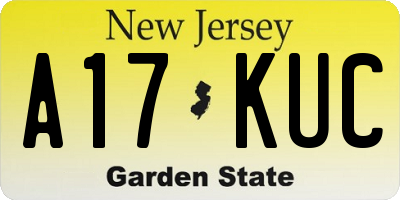 NJ license plate A17KUC