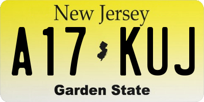 NJ license plate A17KUJ