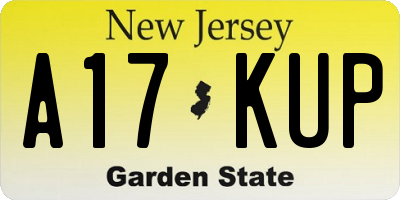 NJ license plate A17KUP