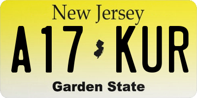 NJ license plate A17KUR