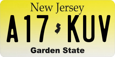 NJ license plate A17KUV