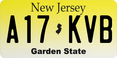 NJ license plate A17KVB